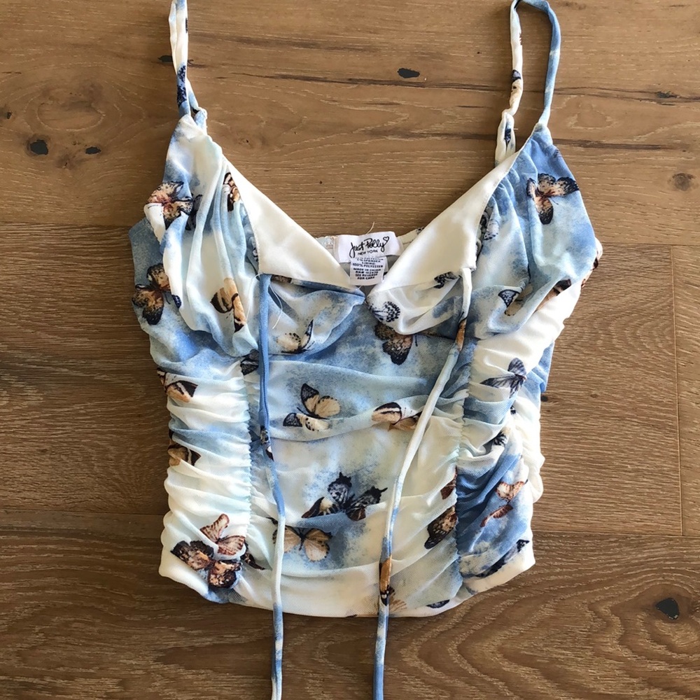 Never Worn Butterfly Mesh Corset Tank